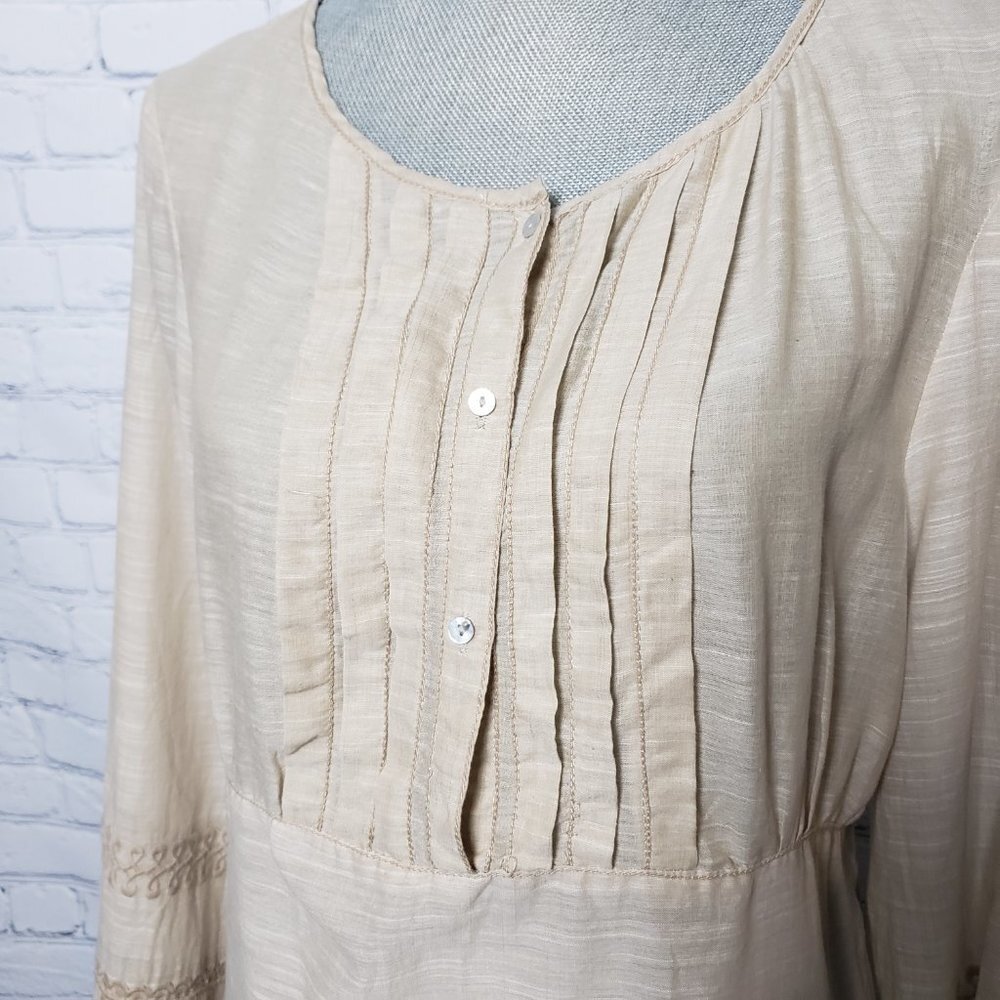 Studio M 100% Cotton Embroidered Beige Tunic NWT size XL - Picture 3 of 10